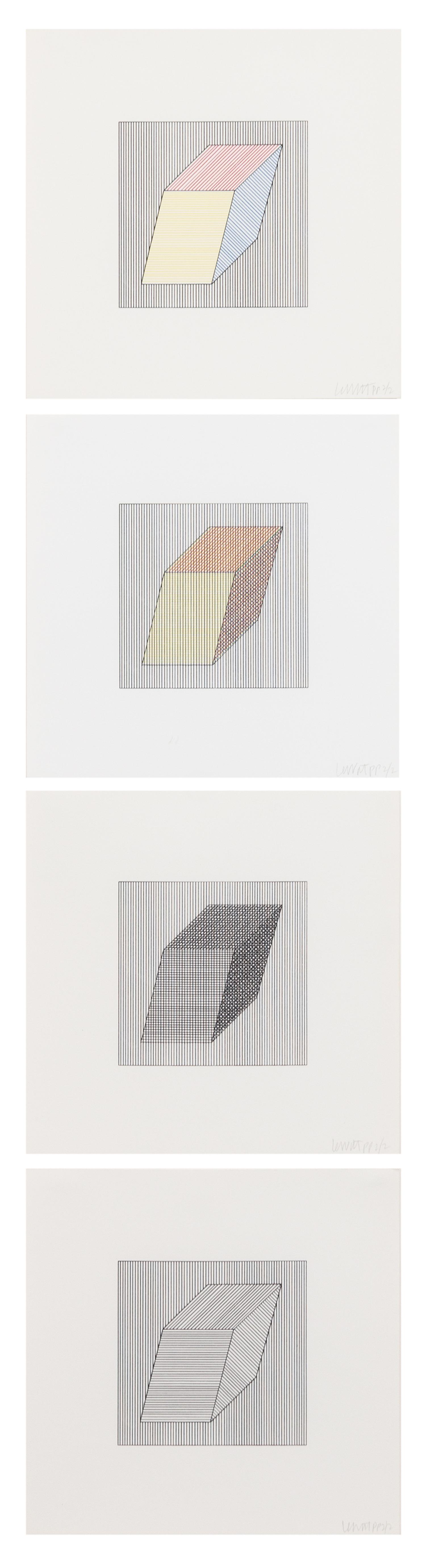 Sol LeWitt, (American, 1928-2007) , Twelve Forms Derived From a Cube, 1984 (complete portfolio of 48 screenprints with title and justif