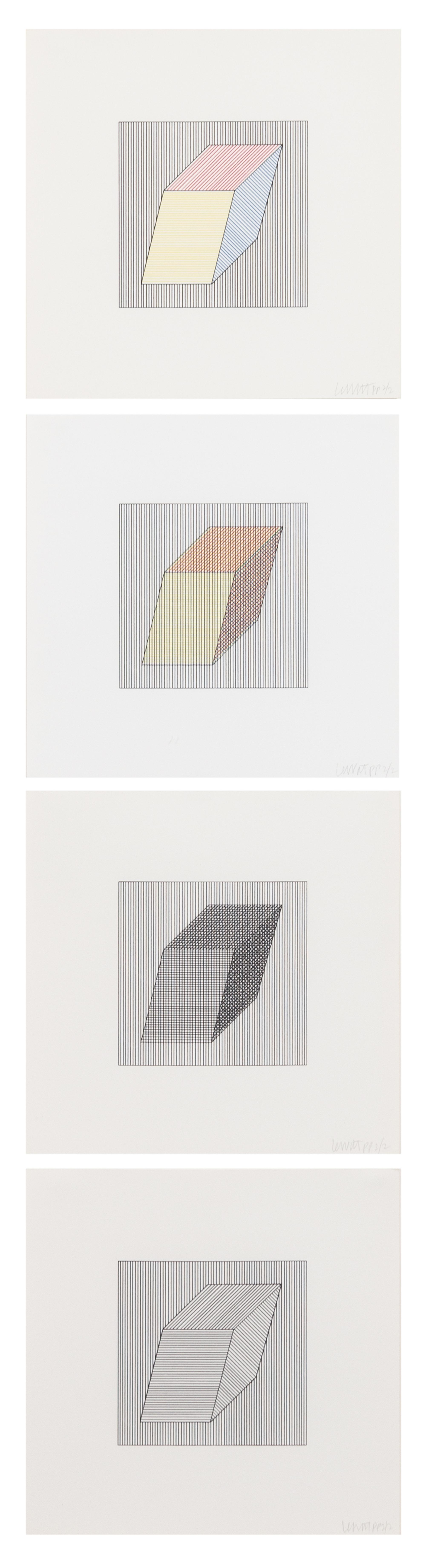 Sol LeWitt, (American, 1928-2007) , Twelve Forms Derived From a Cube, 1984 (complete portfolio of 48 screenprints with title and justif