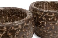 A Pair of Celtic Style Carved Marble Jardinières
