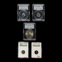 A Group of Five United States Graded Coins
