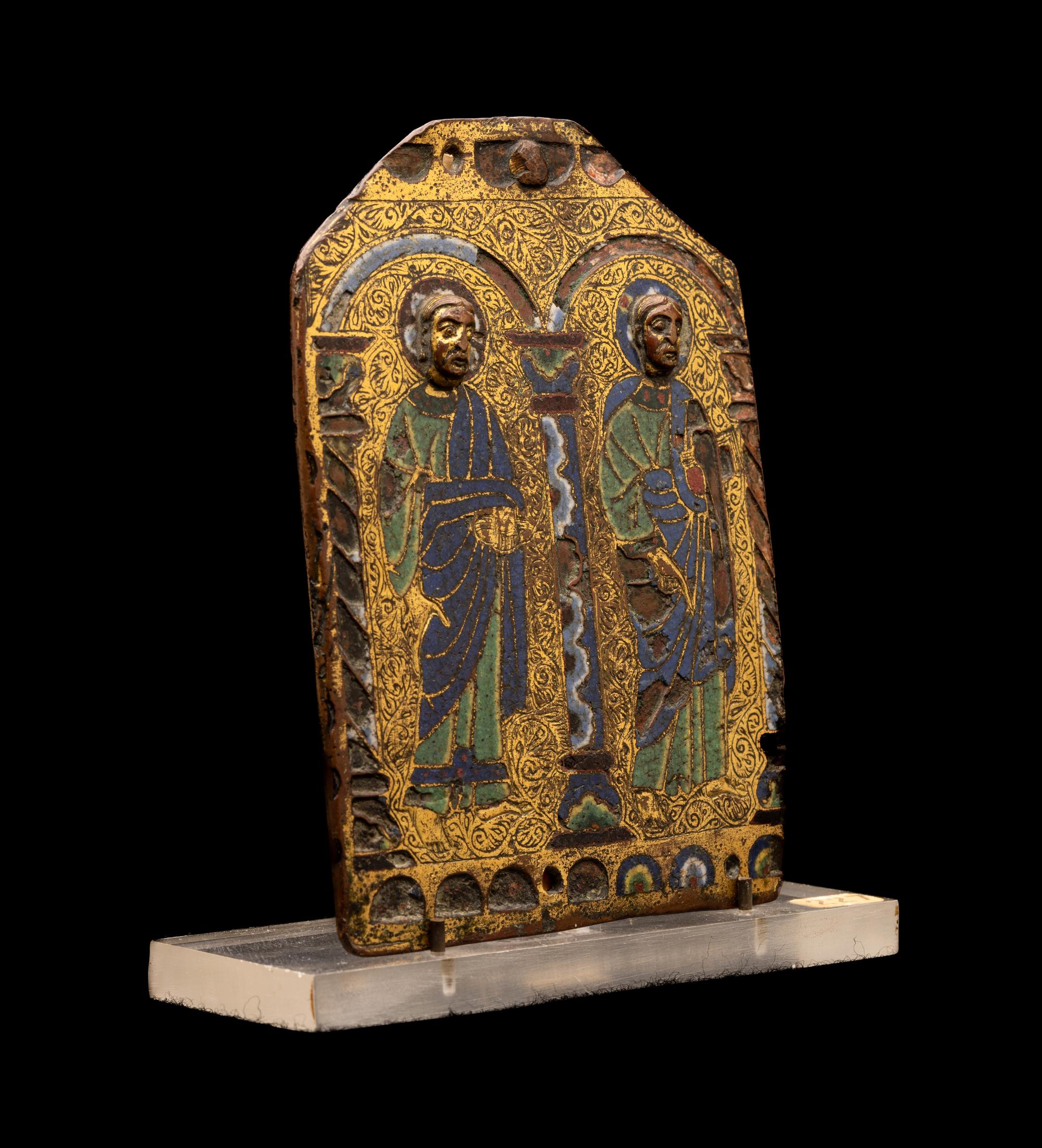 A Limoges Champlevé and Gilt-Copper Fragment of a Rectangular Plaque