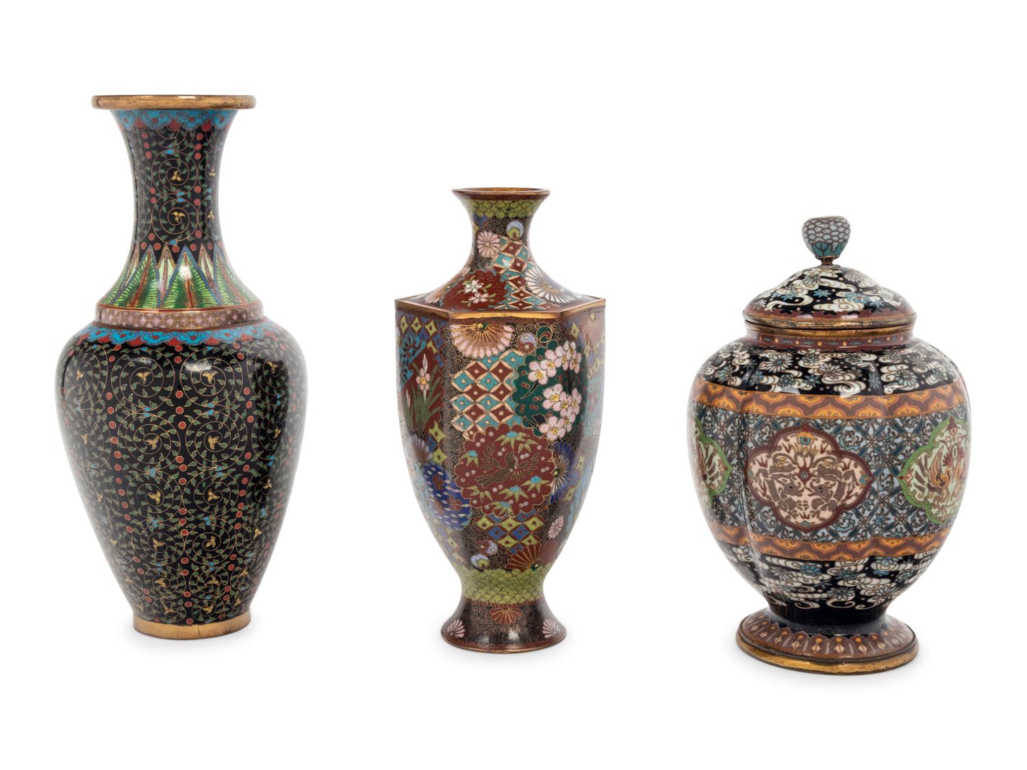 Three Japanese Cloisonné Vases