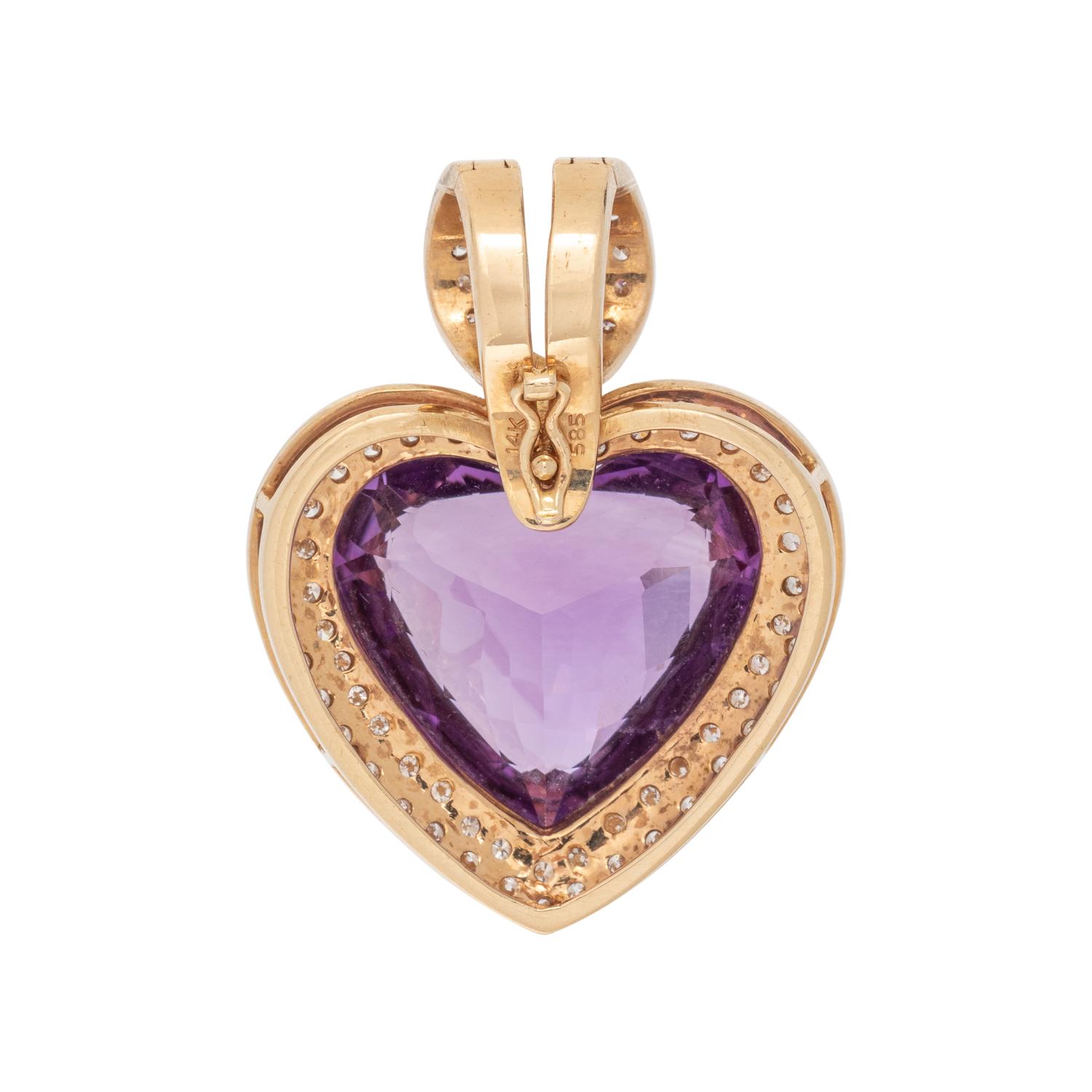 AMETHYST AND DIAMOND HEART PENDANT