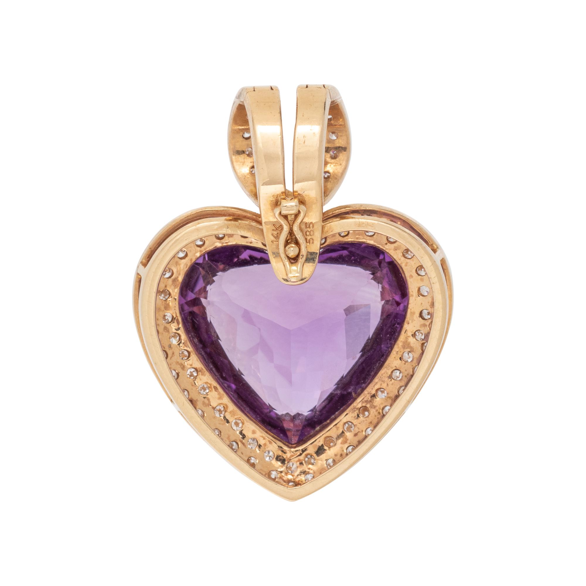 AMETHYST AND DIAMOND HEART PENDANT