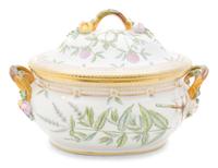 A Royal Copenhagen Flora Danica Soup Tureen Width over handles 13 1/2 inches.