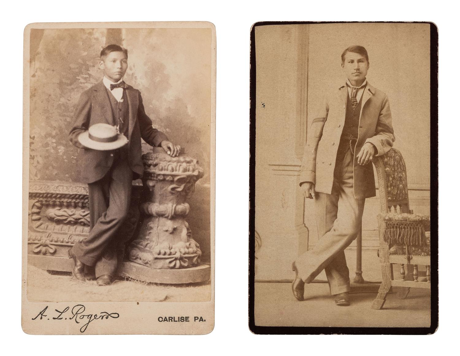 [NATIVE AMERICANS]. ROGERS, A.L., photographer. CDV of a Carlisle student. Carlisle, PA: ca 1885.
