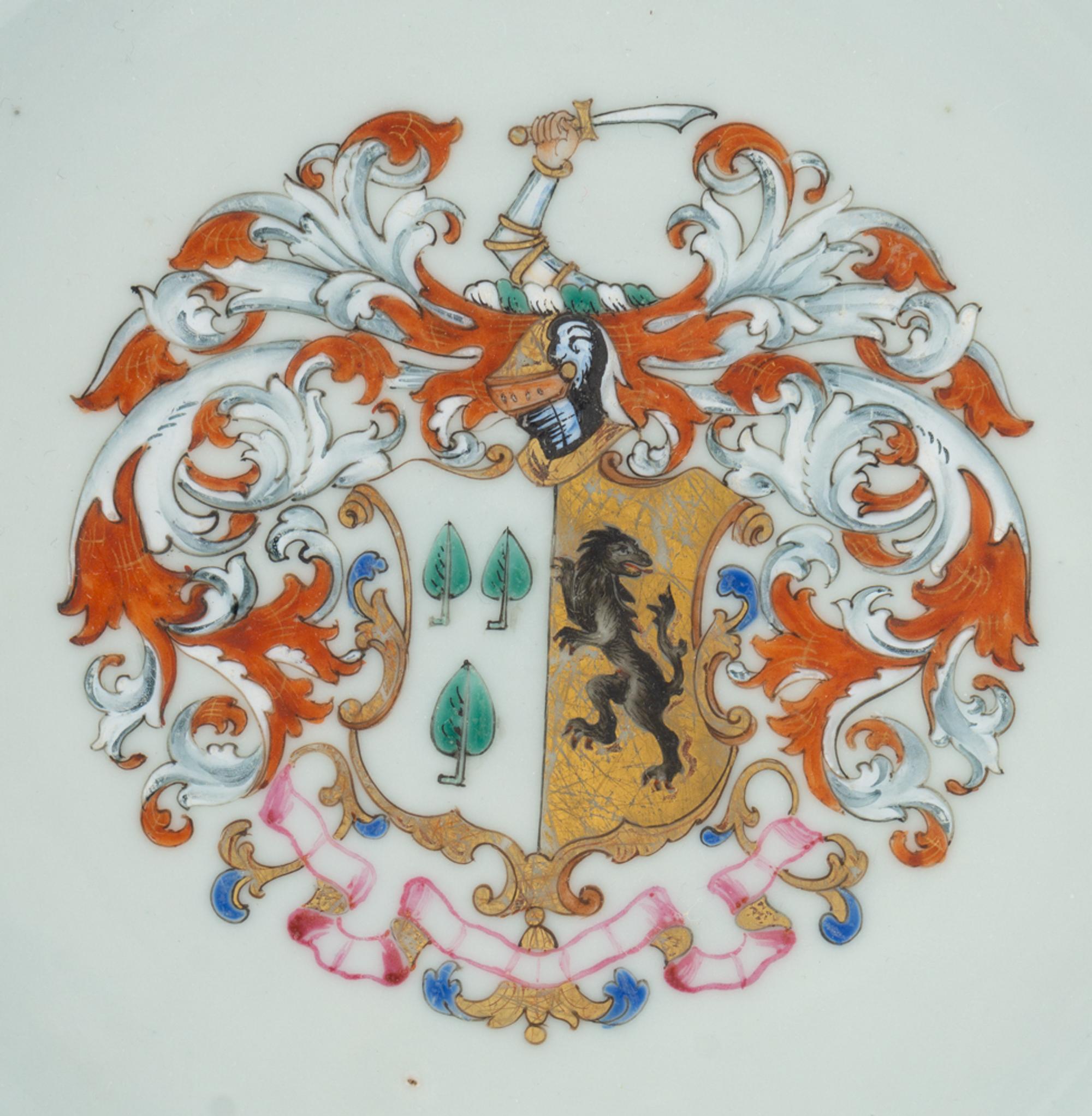 A Group of Chinese Export Armorial Porcelain Articles