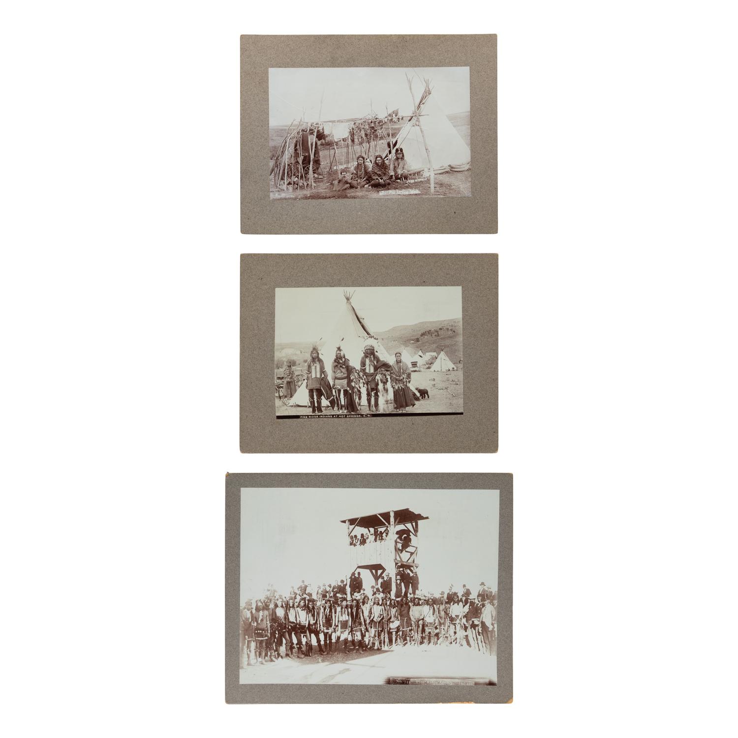 Cross, W.R. (1839-1907). A group 3 photographs of Sioux Indians at Pine Ridge Agency.