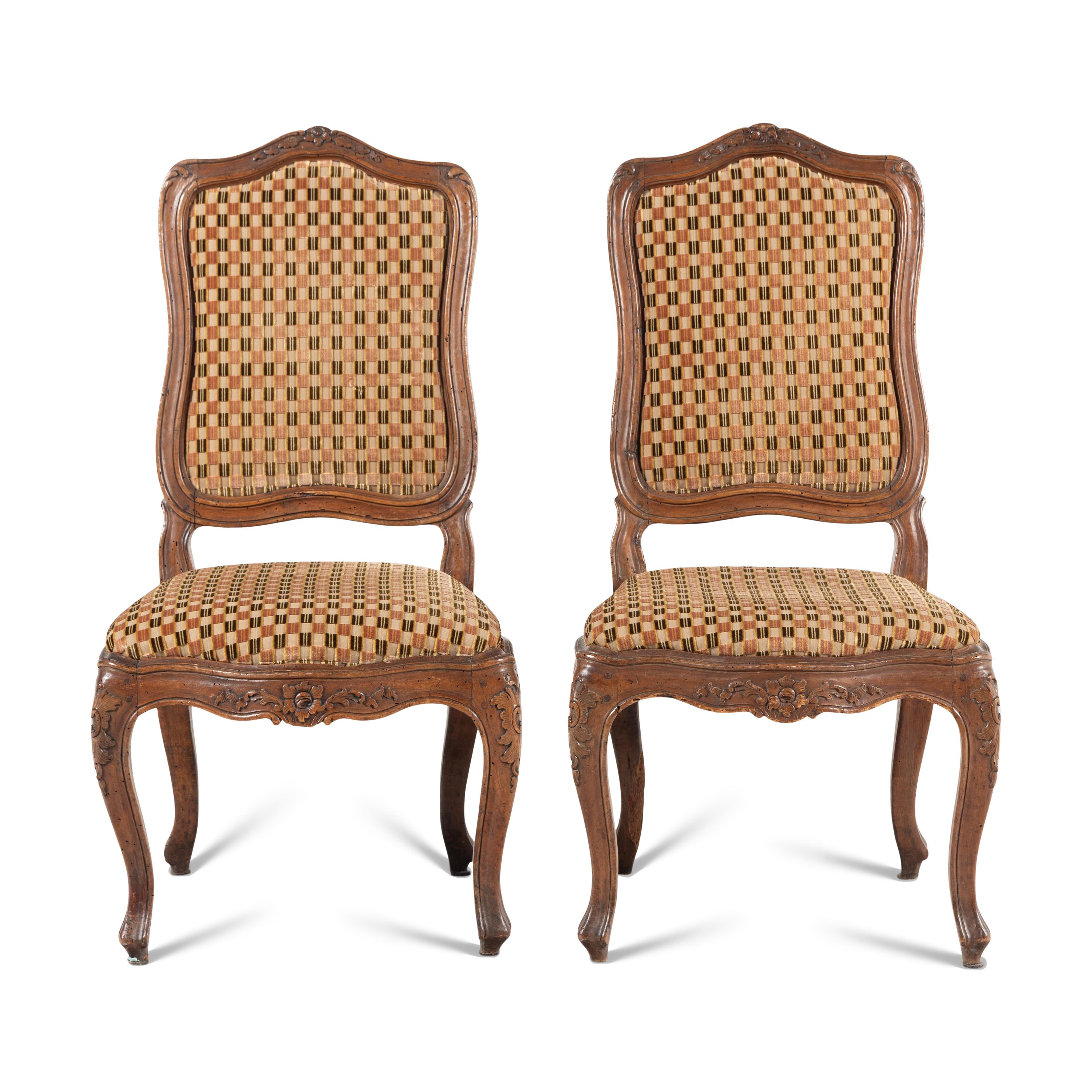 A Pair of Louis XV Walnut Side Chairs