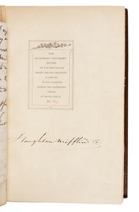 EMERSON, Ralph Waldo (1803-1882). Works . Cambridge, MA: The Riverside Press, 1903.