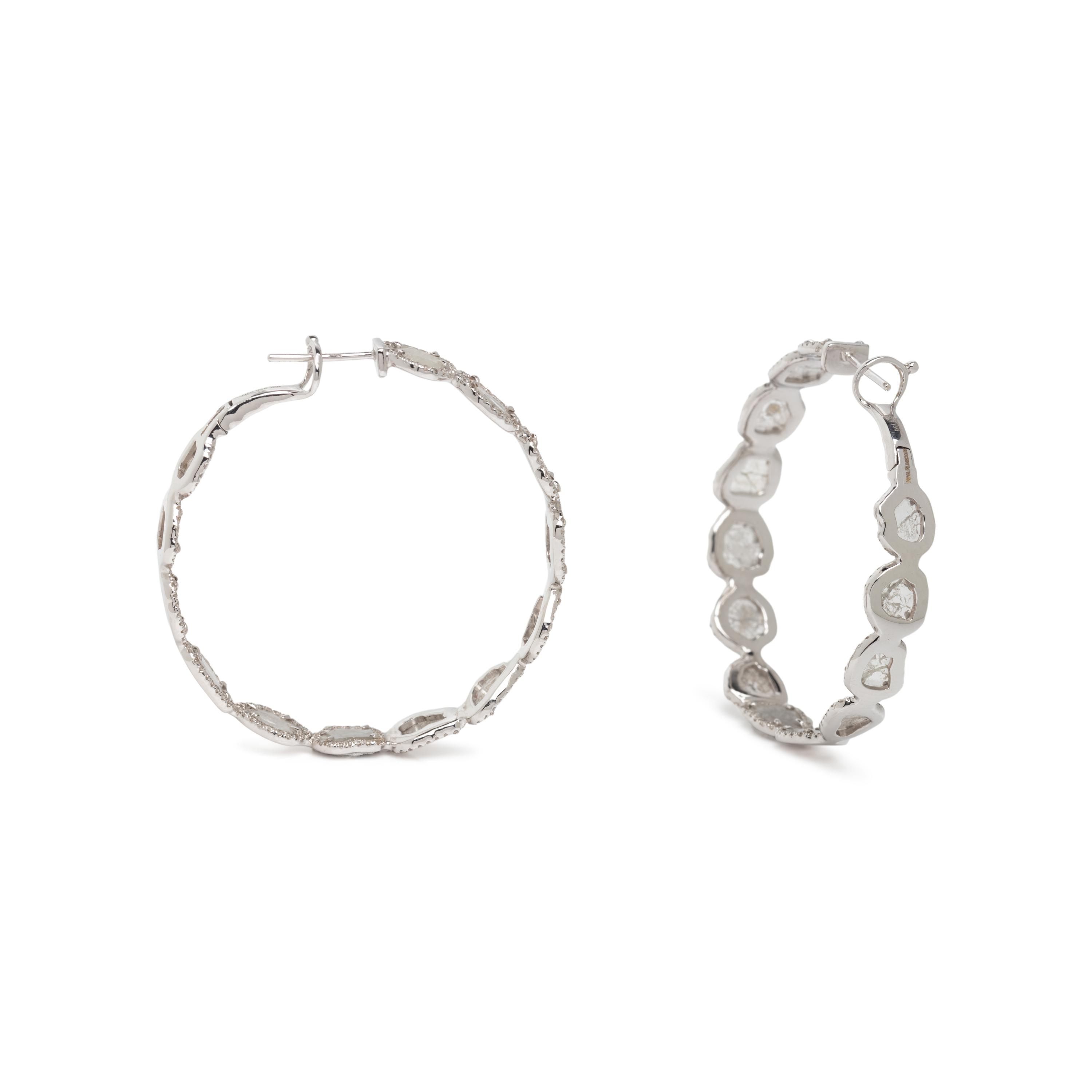 DIAMOND SLICE HOOP EARRINGS