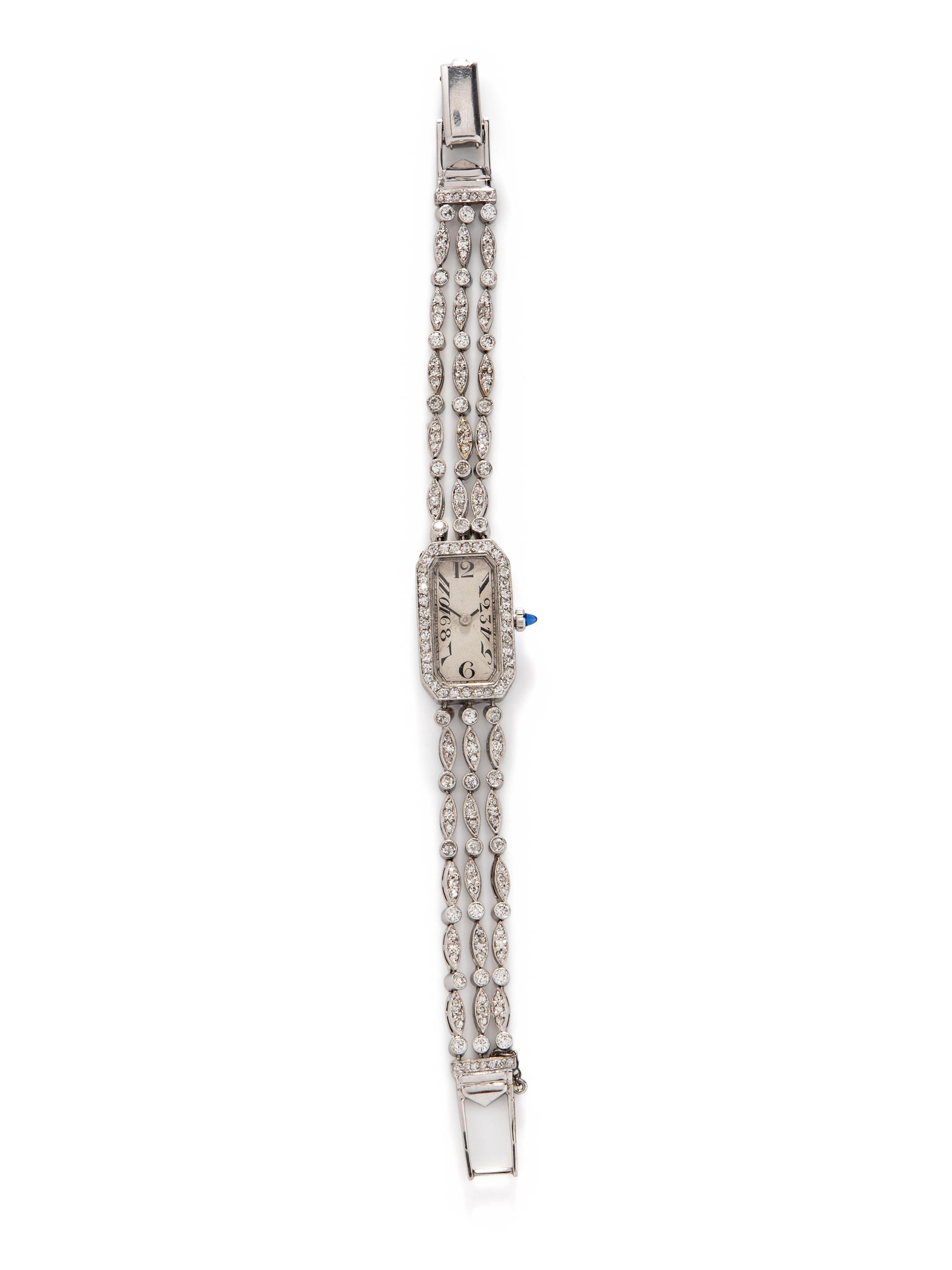 ART DECO, PLATINUM AND DIAMOND WATCH