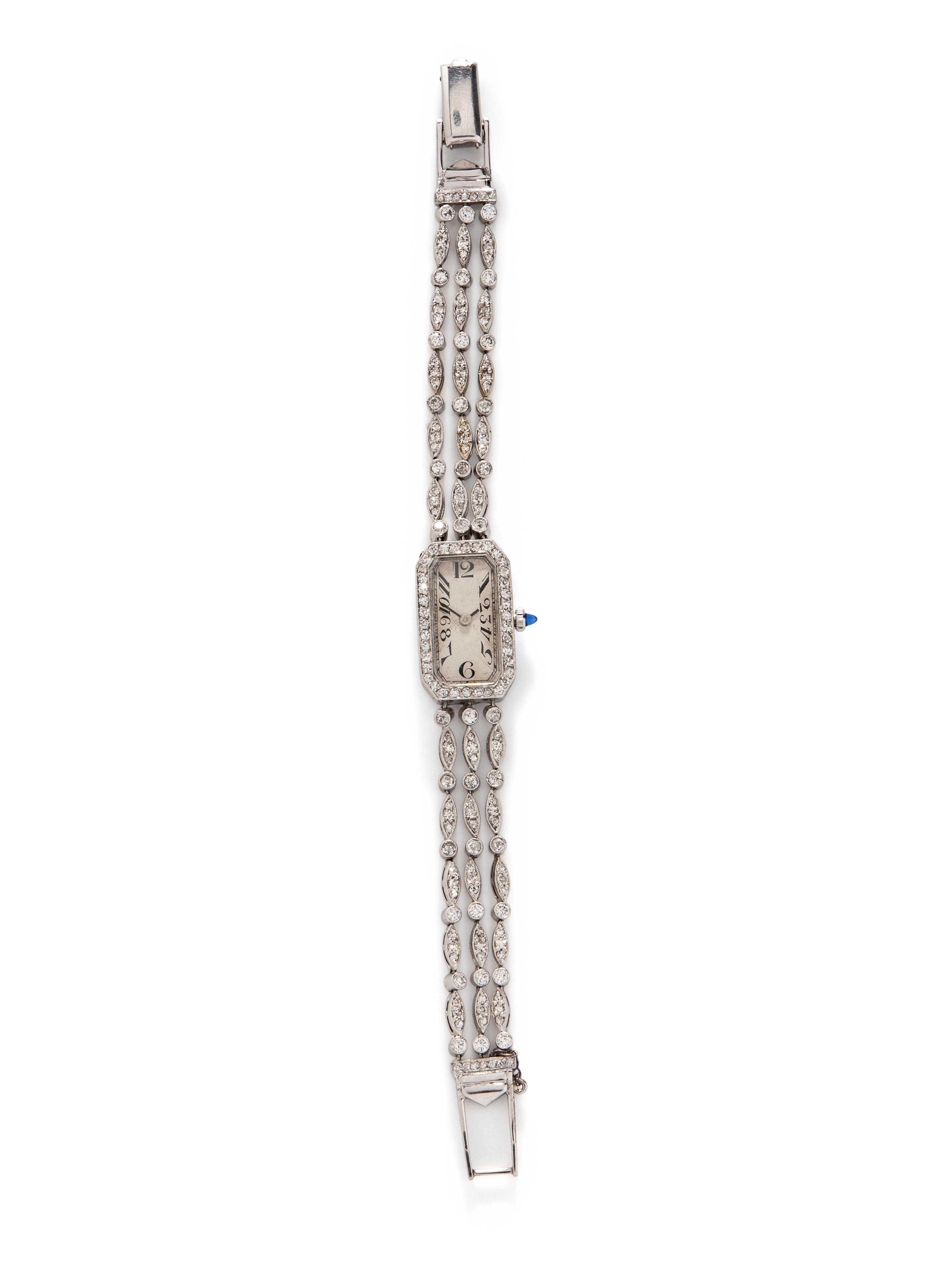 ART DECO, PLATINUM AND DIAMOND WATCH