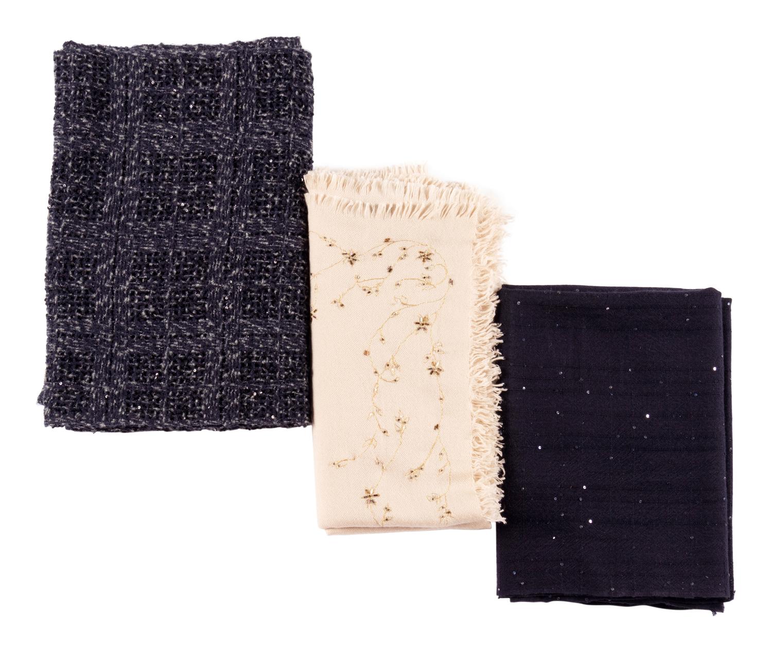Three Designer Scarves: Two Loro Piana, One Brunello Cucinelli