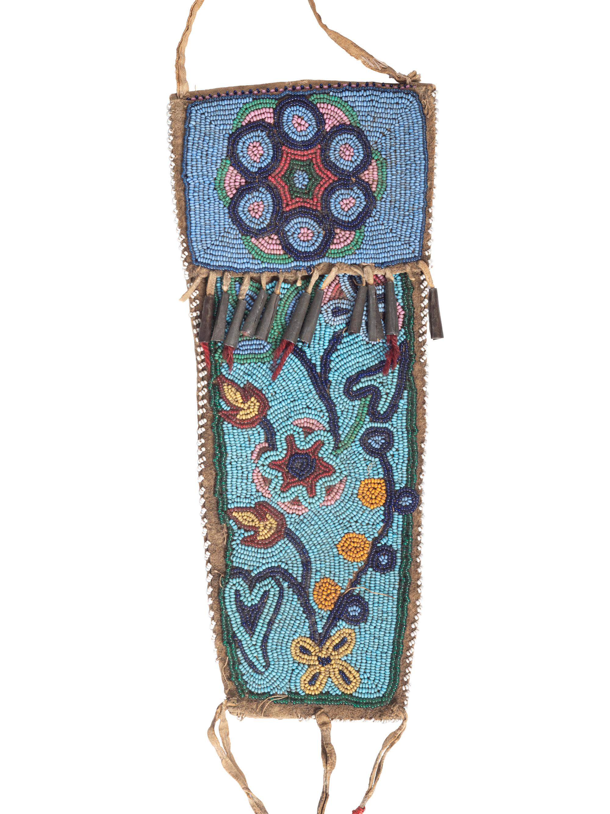 Great Lakes Beaded Hide Knife Sheath, with Floral Design