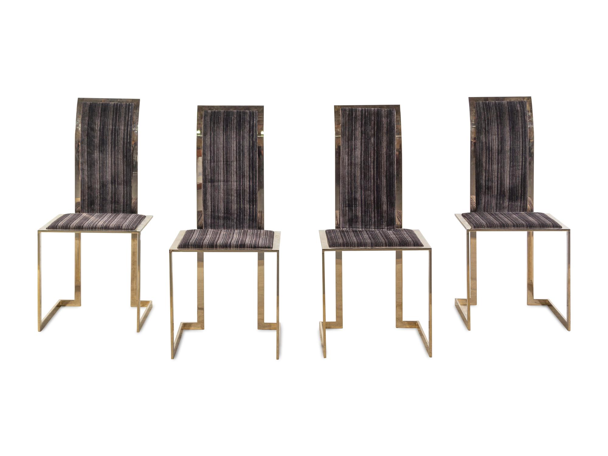 A Set of Four Brass Dining Chairs