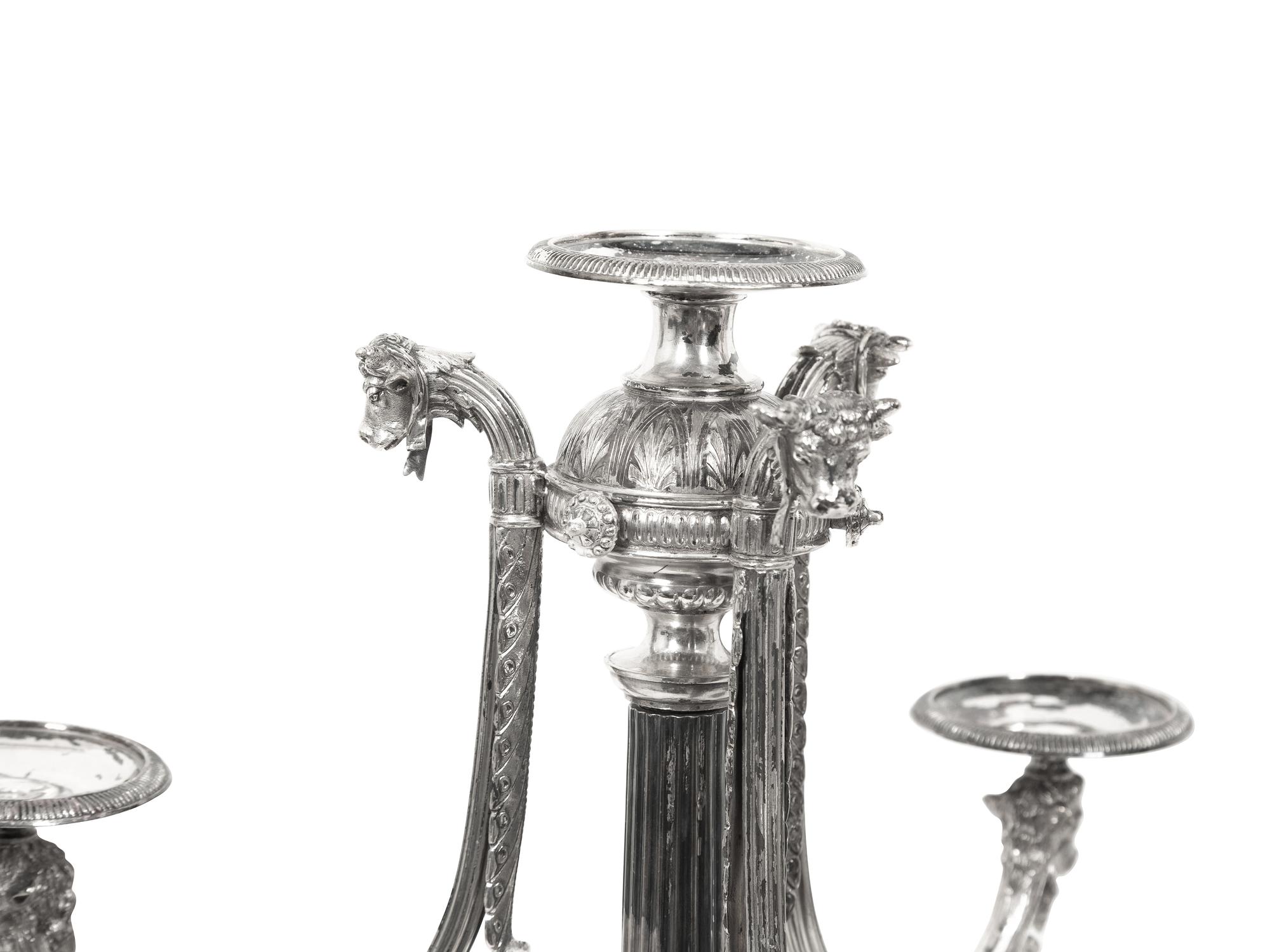 A Pair of English Silver-Plate Four-Light Candelabra