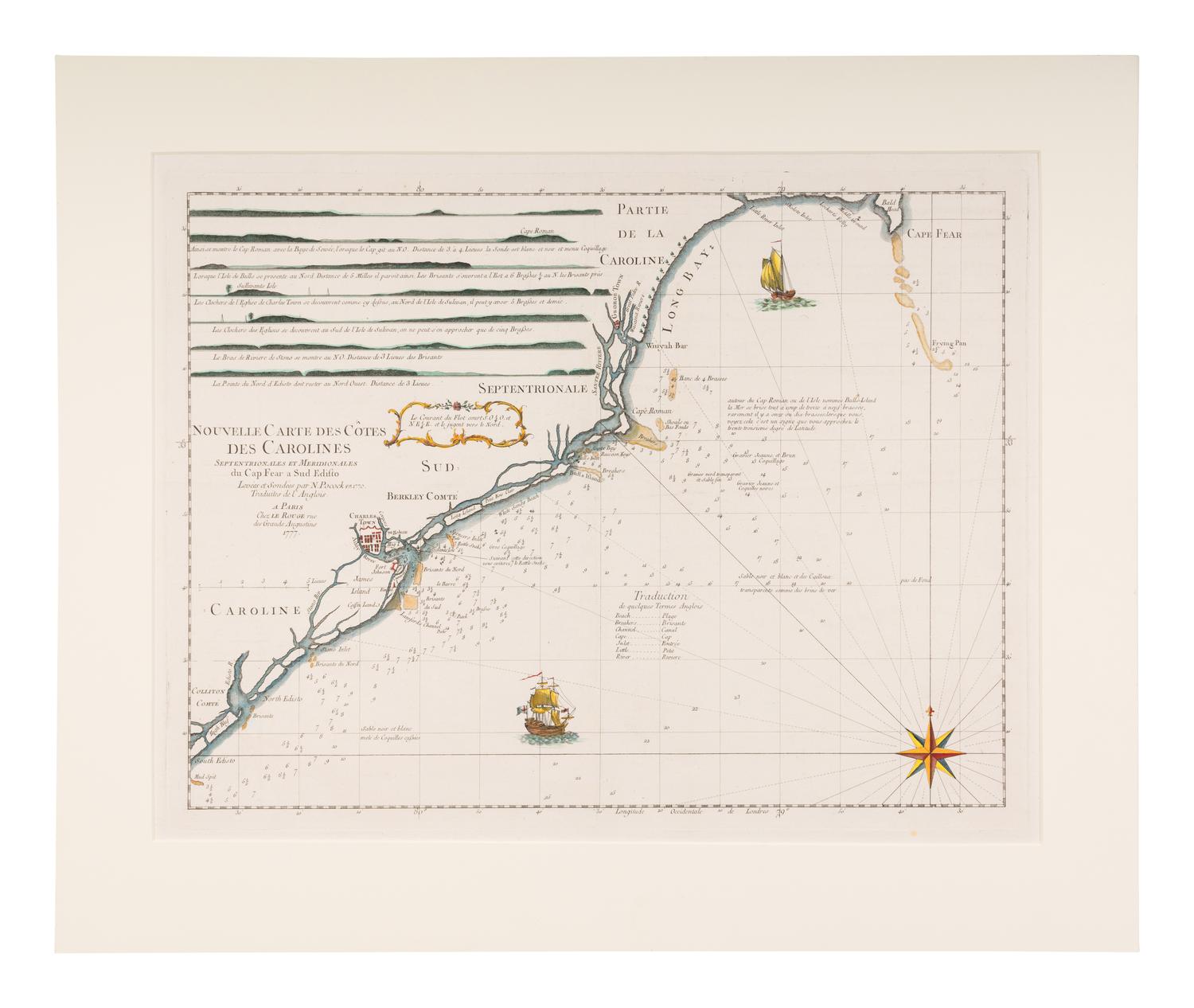 [MAP]. LE ROUGE, Georges-Louis (1712-1790). Nouvelle Carte des Cotes des Carolines . Paris, 1777.