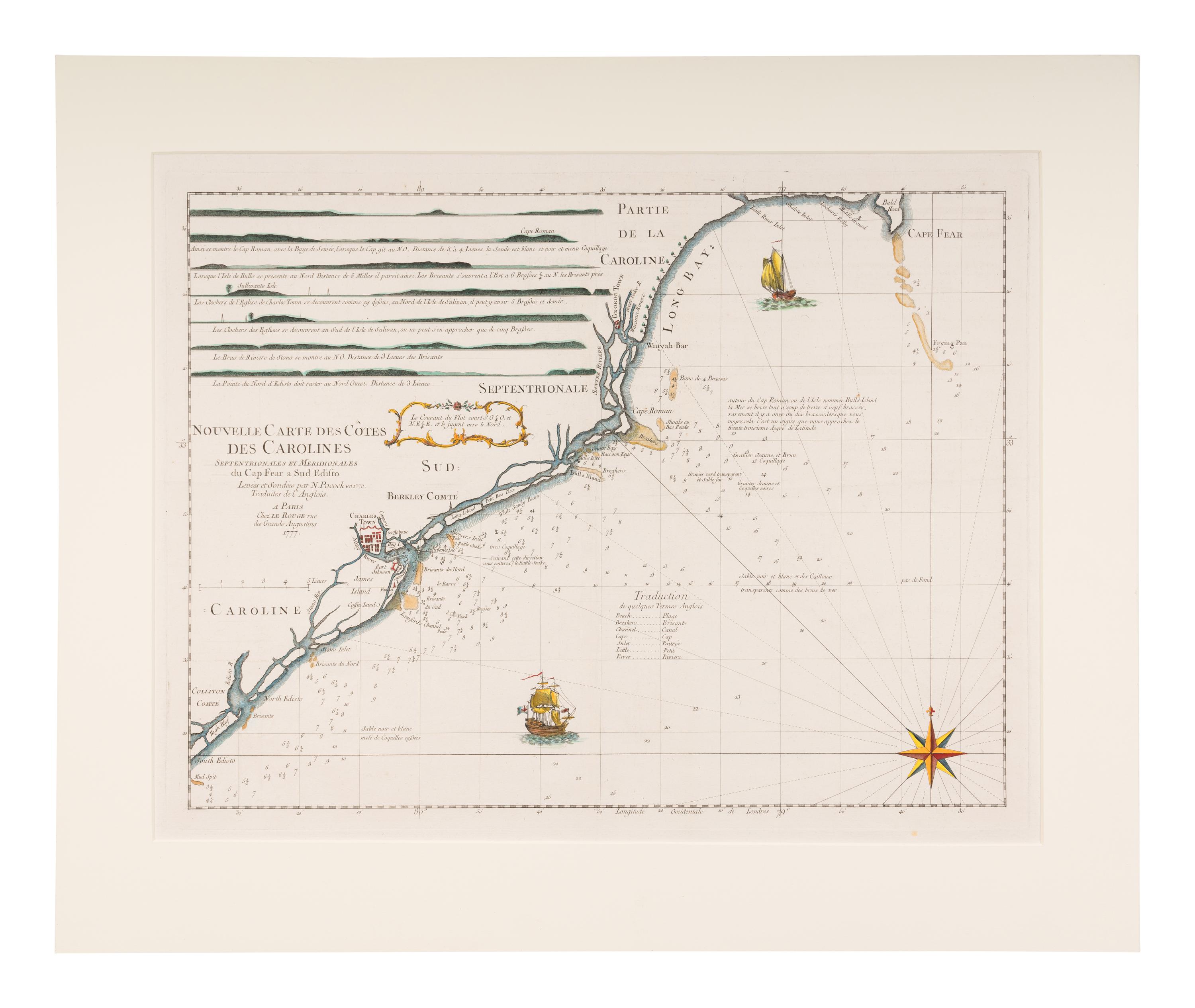[MAP]. LE ROUGE, Georges-Louis (1712-1790). Nouvelle Carte des Cotes des Carolines . Paris, 1777.