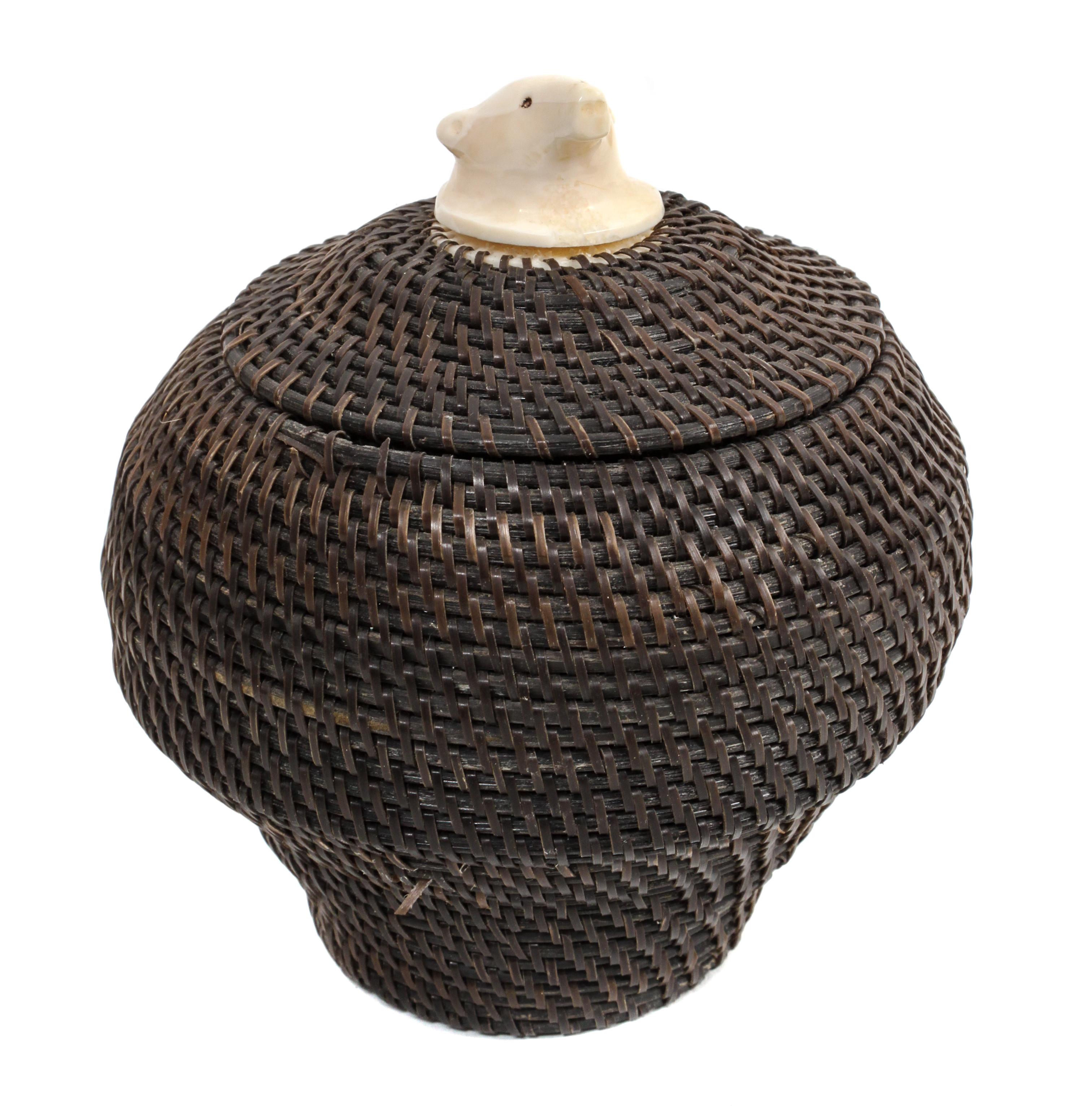An Eskimo Baleen Basket Height 4 inches.