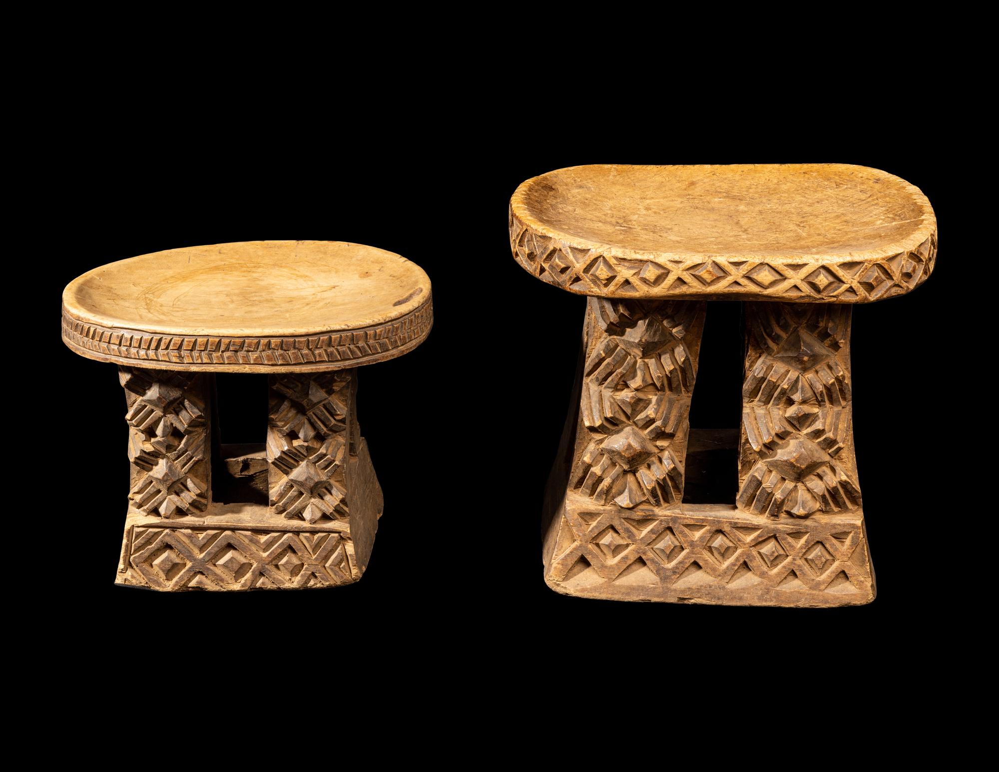 Two African Wood Stools