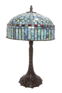 An American Leaded Glass Table Lamp Height 19 1/2 inches.