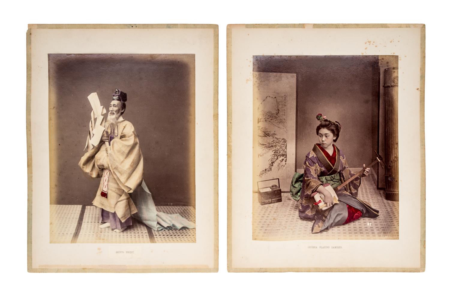 (ASIAN) Album of colorized photographic prints of late 19th-century Japan