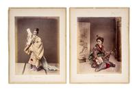 (ASIAN) Album of colorized photographic prints of late 19th-century Japan