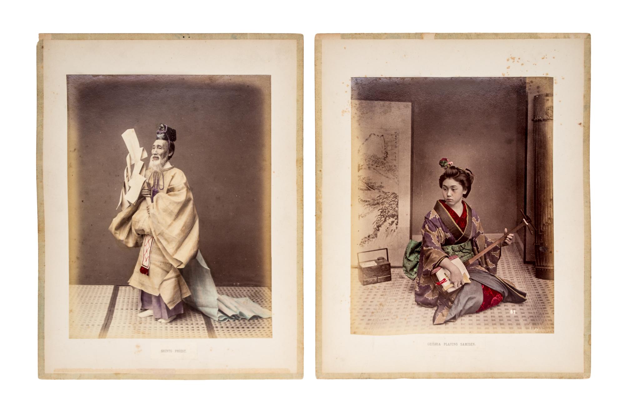 (ASIAN) Album of colorized photographic prints of late 19th-century Japan