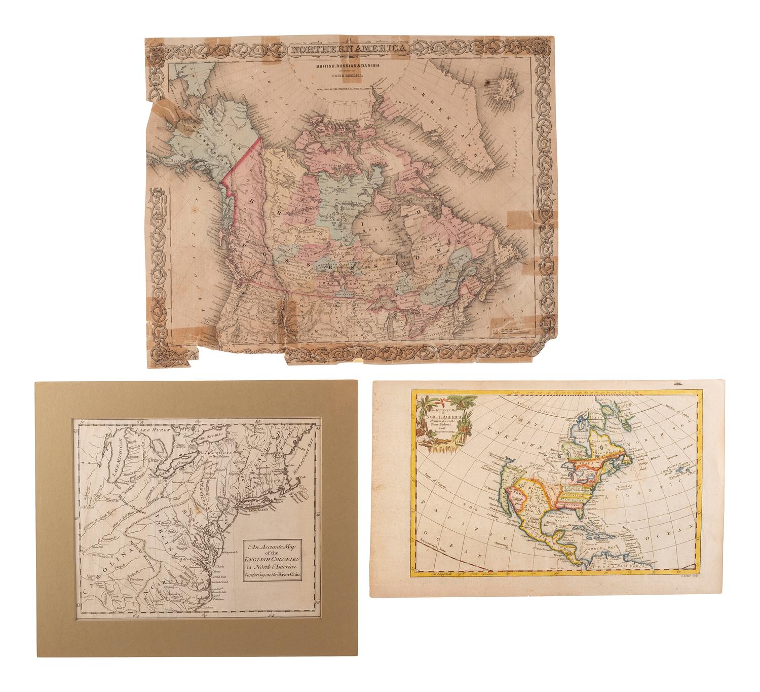 [MAPS & ATLASES]. A group of five 18th-century maps of North America, plus.