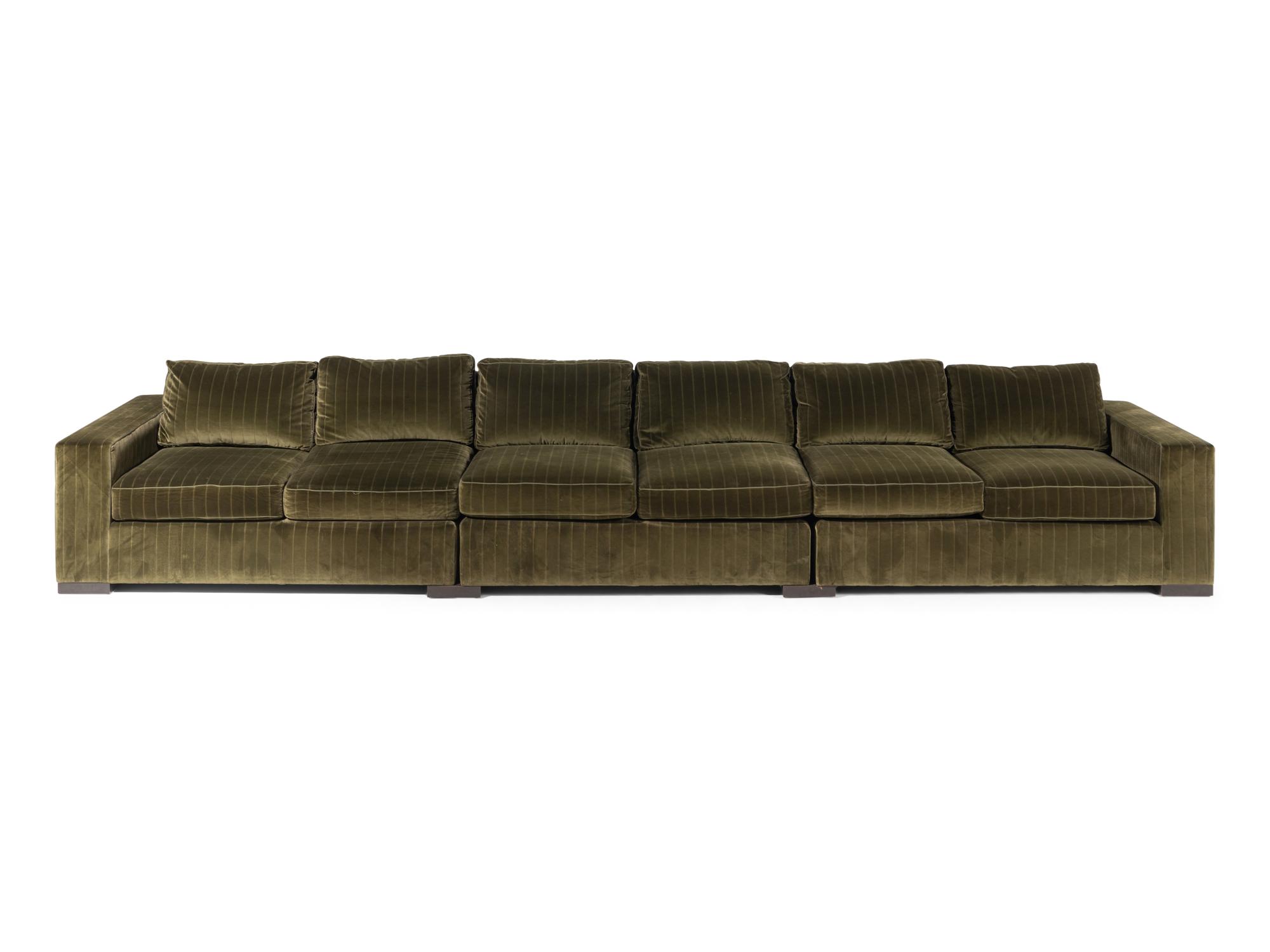A Custom Velvet Sectional Sofa in the Manner of Jean-Michel Frank