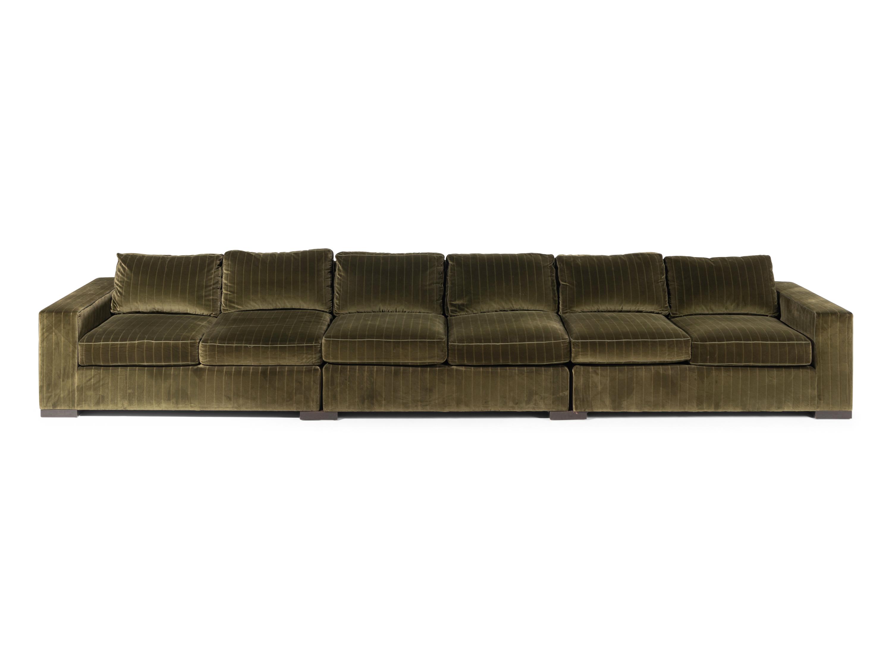 A Custom Velvet Sectional Sofa in the Manner of Jean-Michel Frank