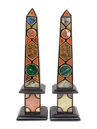 A Pair of Neoclassical Style Specimen Marble Obelisks