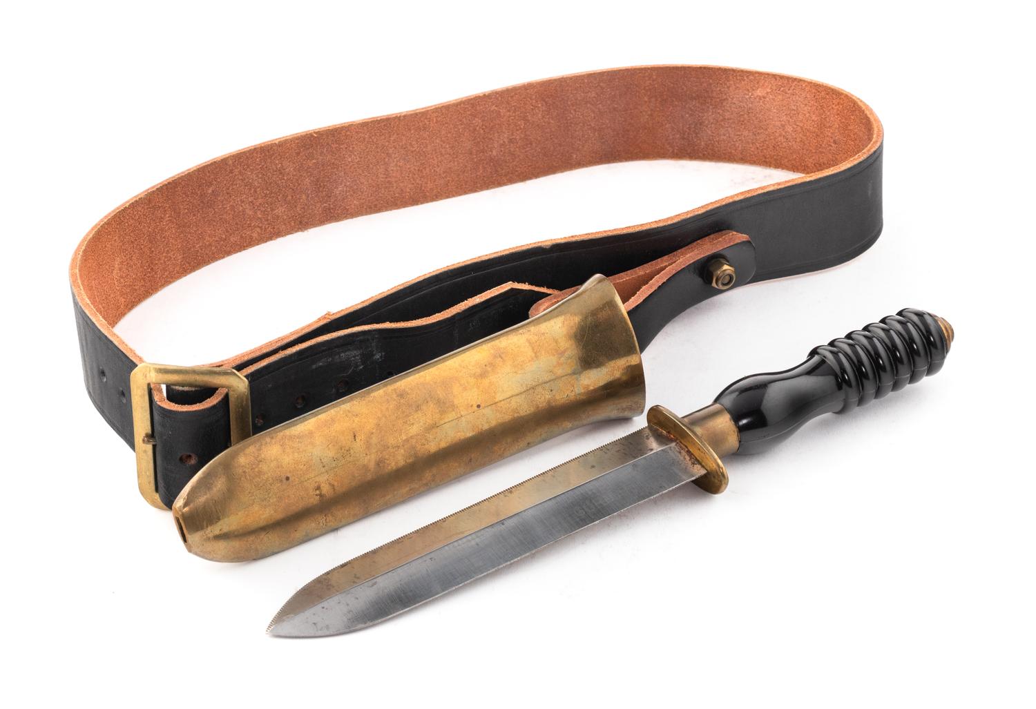 A Siebe, Gorman & Co. Ltd. Diving Knife, Sheath, and Belt