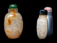Two Chinese Carved Agate Snuff Bottles