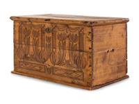 A Carved Pine Blanket Chest