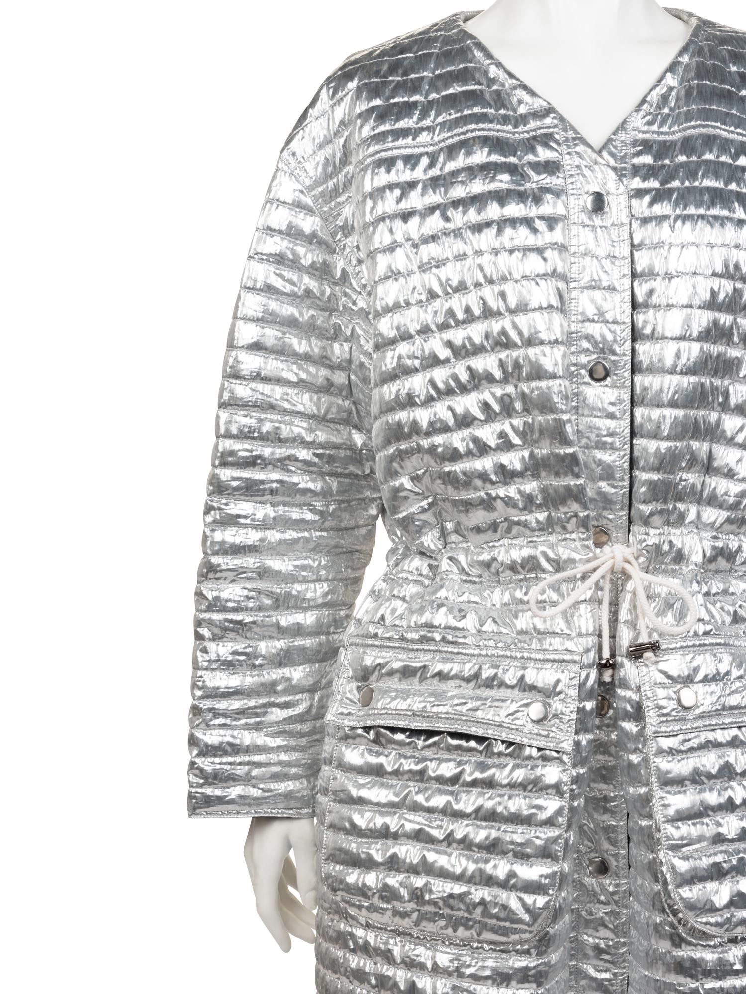 Courrèges Metallic Quilted Coat, 1980-90s