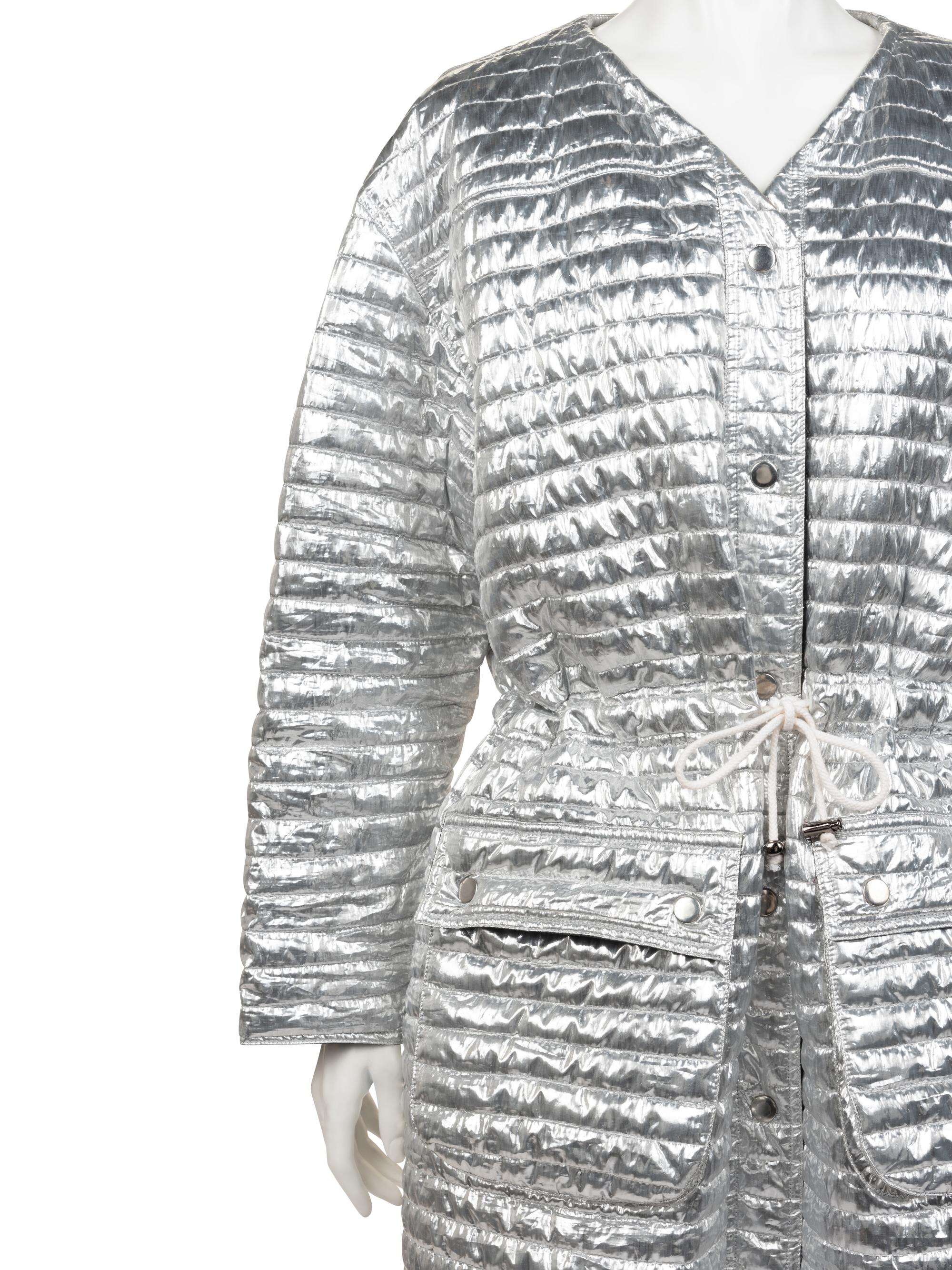 Courrèges Metallic Quilted Coat, 1980-90s