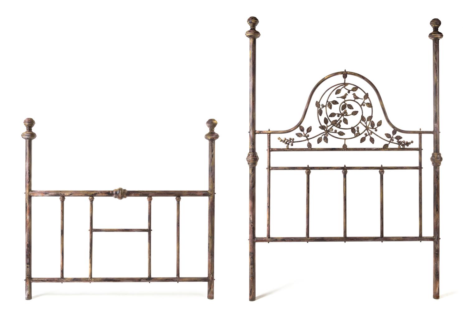 A Painted Metal Bed Frame Height of headboard 62 x width 61 inches.