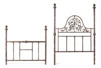 A Painted Metal Bed Frame Height of headboard 62 x width 61 inches.
