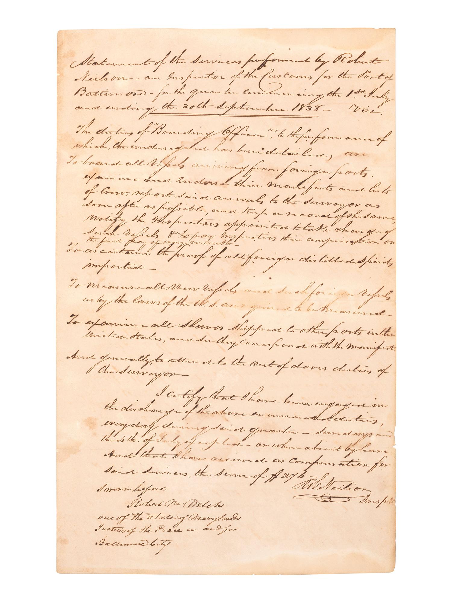 [ENSLAVEMENT]. Manuscript estate document outlining division of enslaved persons. 15 September 1846.