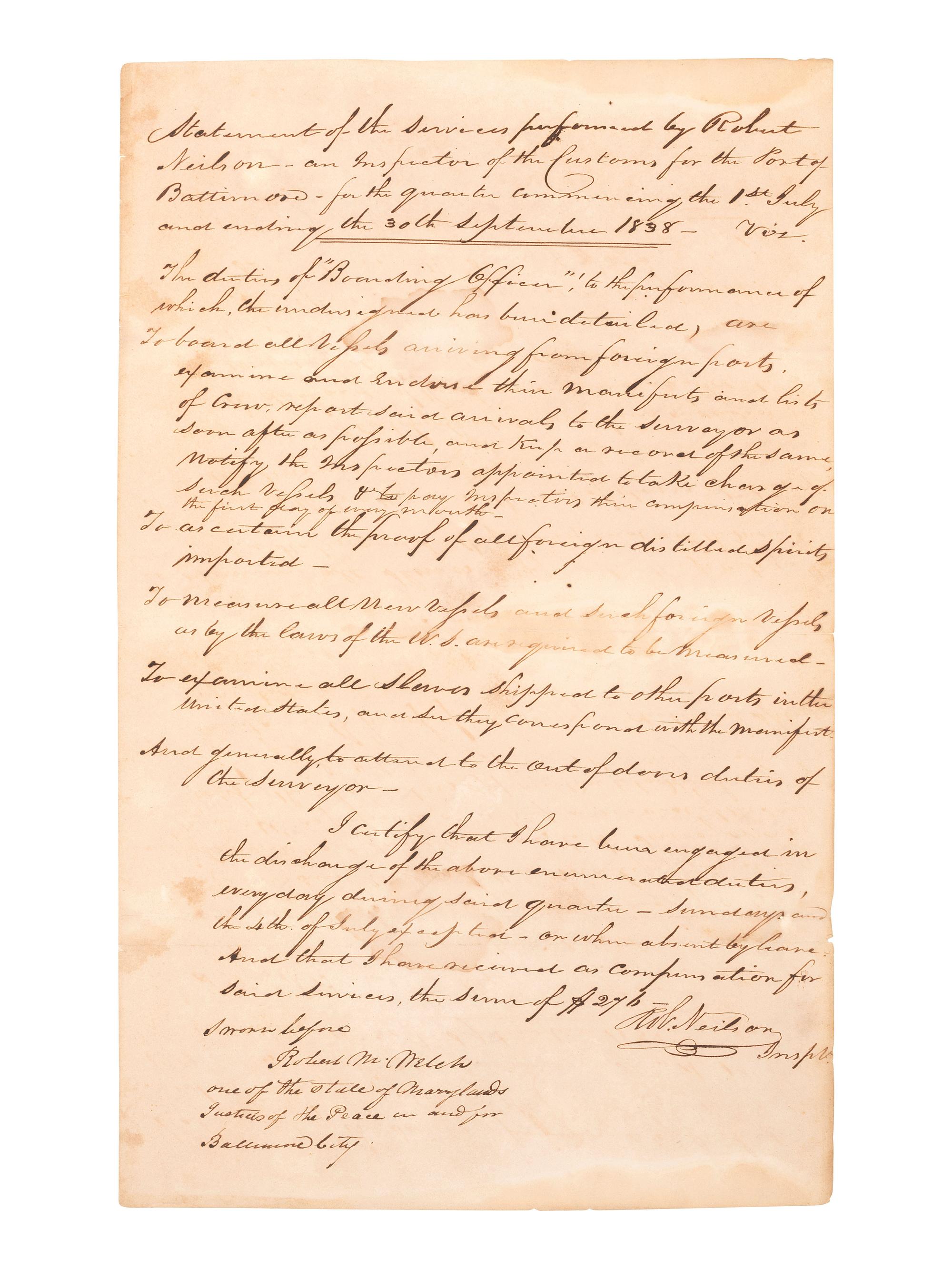 [ENSLAVEMENT]. Manuscript estate document outlining division of enslaved persons. 15 September 1846.