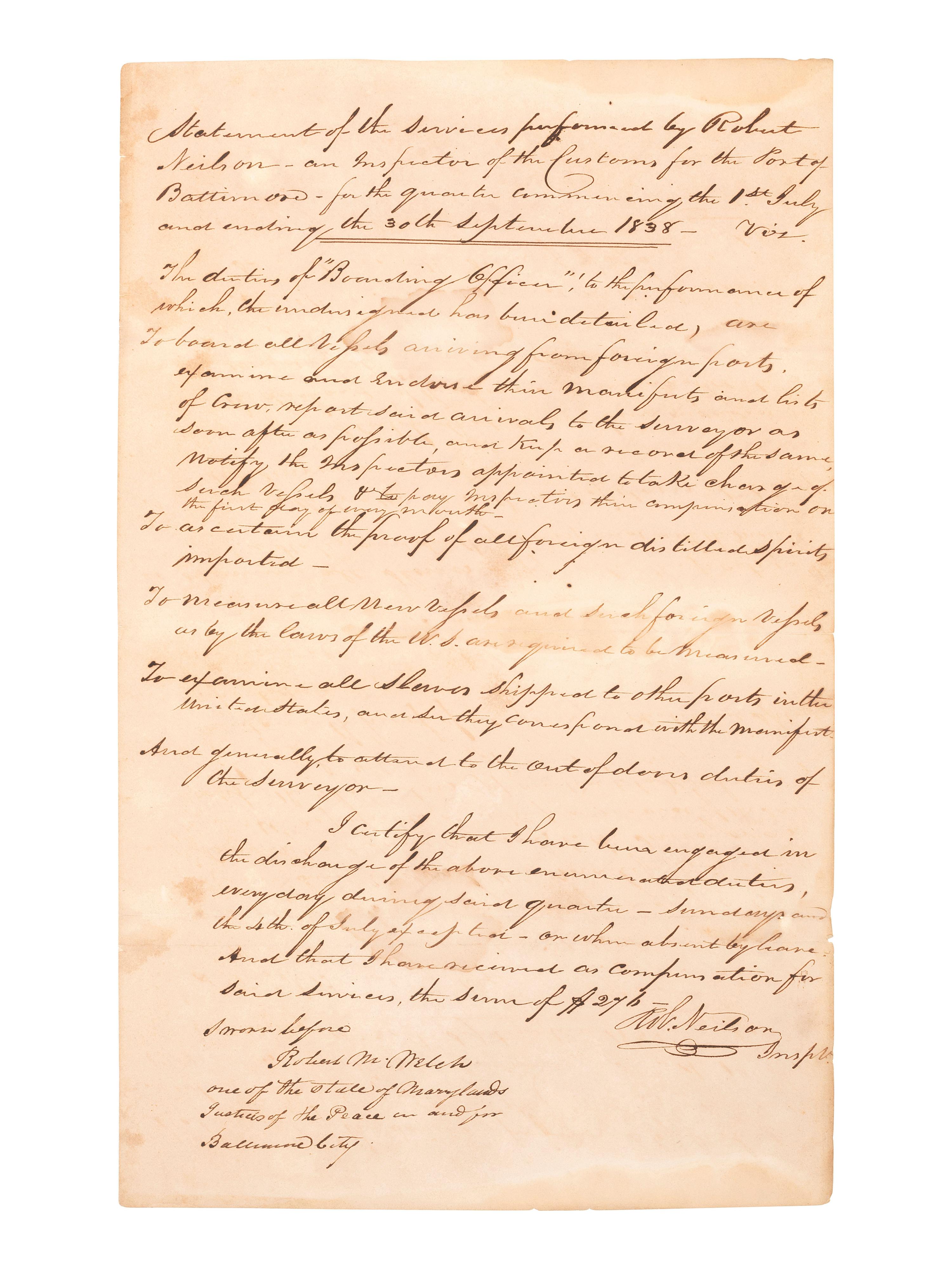 [ENSLAVEMENT]. Manuscript estate document outlining division of enslaved persons. 15 September 1846.