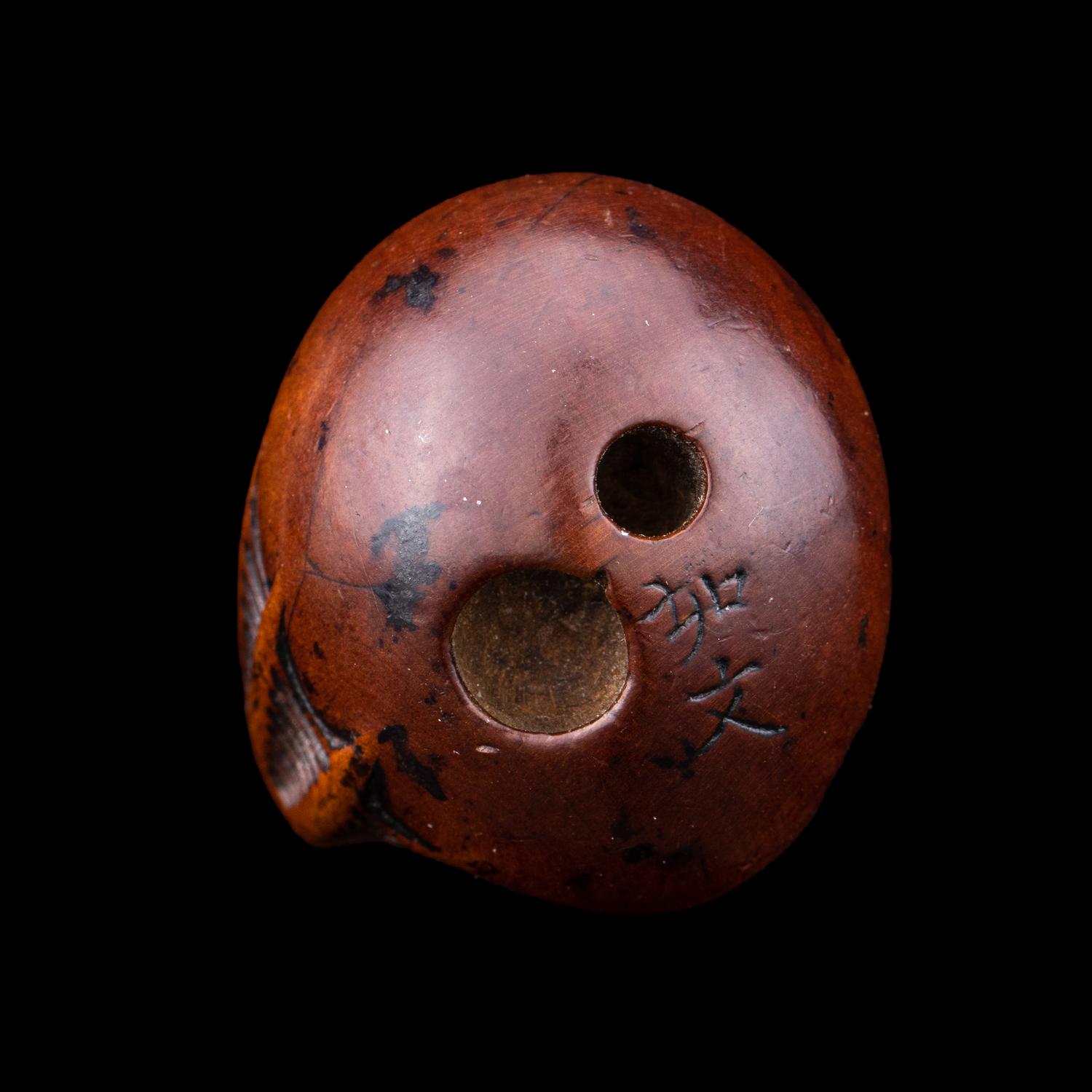 A Japanese Wood Netsuke of Hatching Tengu