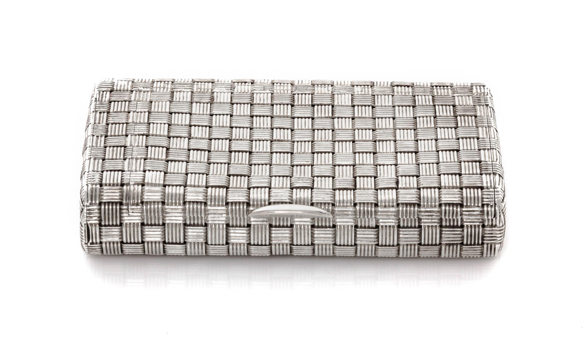 A Russian Silver Cigarette Case, Mark of Otto Makselius, St. Petersburg, late 19th century, worked in a basket weave pattern with an at