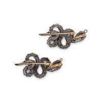 PAIR OF ENAMEL AND MULTIGEM SNAKE BROOCHES