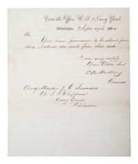 [CIVIL WAR - NAVY]. A group of documents related to the South Atlantic Blockading Squadron with South Carolina interest, including: