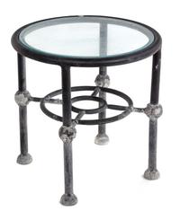 A Group of Neoclassical Style Metal Patio Furniture Height of first 27 x width 90 x depth 32 inches.