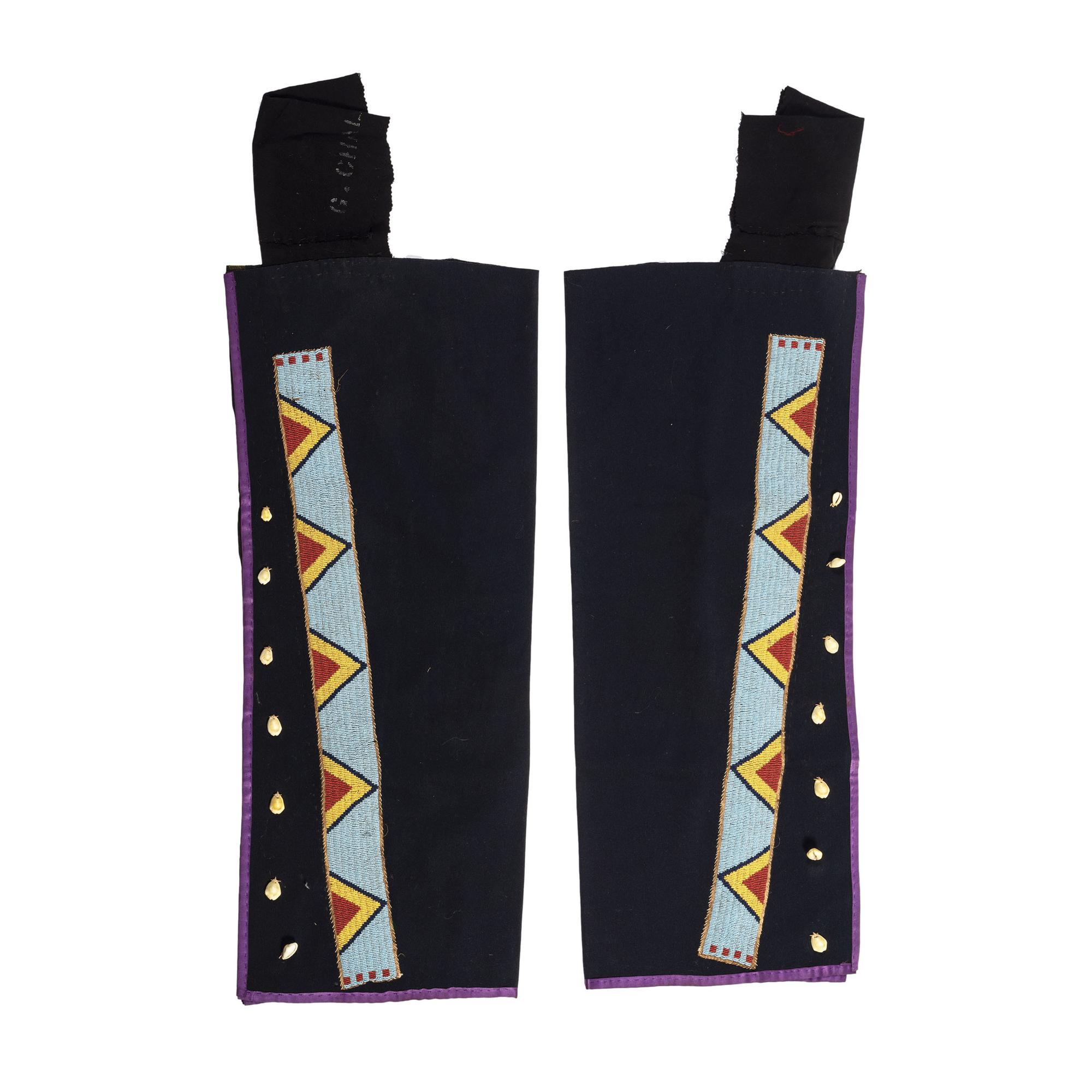 Northern Plains Beaded Wool Leggings, with Cowrie Shells
