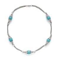 Turquoise, Diamond, and White Gold Necklace